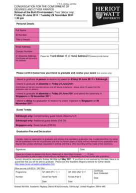 Heriot-Watt University Graduation Application Form