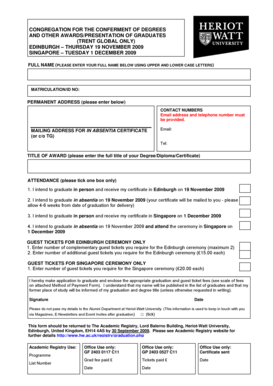 Heriot-Watt University Graduation Application Form