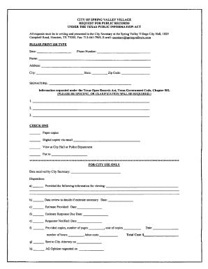 Texas Public Records Request Form