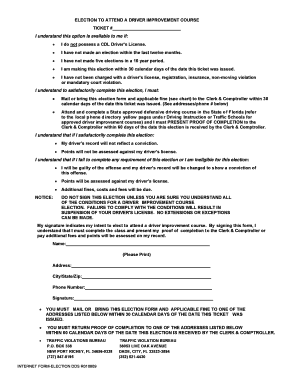 Florida Driver Improvement Course Election Form