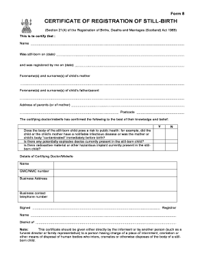 Certificate of Registration of Still-Birth