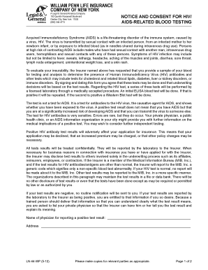 HIV/AIDS Blood Testing Consent Form