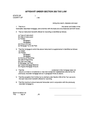 Affidavit Under Section 255 Tax Law