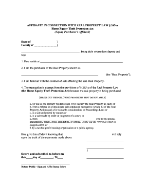 Equity Purchaser's Affidavit