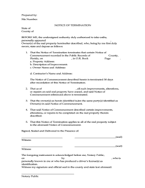 Notice of Termination for Construction