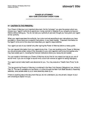 New York Statutory Short Form Power of Attorney