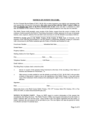 Colorado Notice of Intent to Cure
