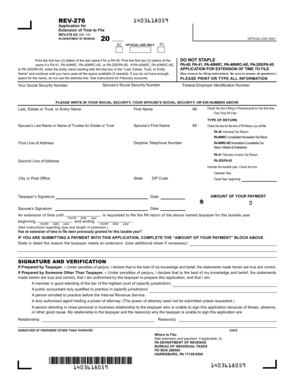 PA REV-276 Extension of Time to File