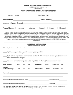 Buffalo County POWTS Inspection Certification