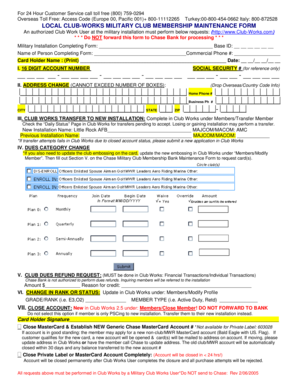 Club Works Military Club Membership Maintenance Form
