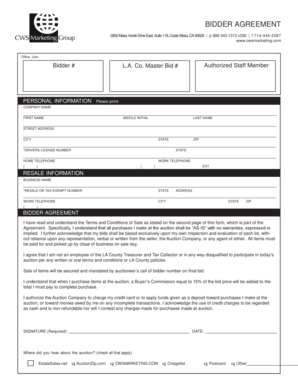 Bidder Agreement