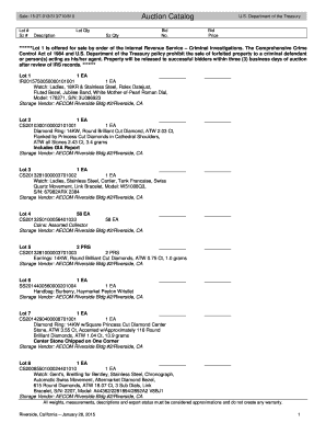 US Treasury Auction Catalog