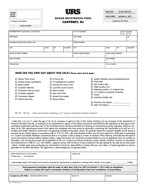 US Customs and Border Protection Auction Bidder Registration Form