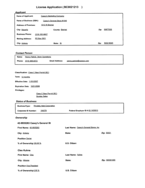 Iowa Class C Beer Permit Application