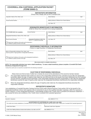 Coverdell ESA Custodial Application Form 2500E-C