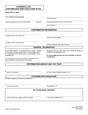 Coverdell ESA Contribution Direction Form 2515E