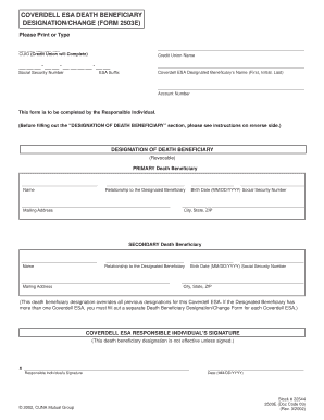 Coverdell ESA Death Beneficiary Designation Form