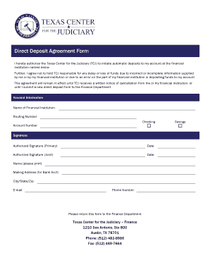 Direct Deposit Agreement Form