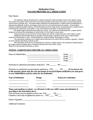 School Medication Permission Form