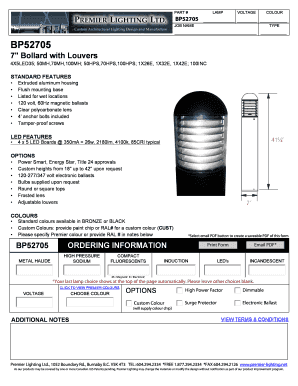 BP52705 Bollard Light Order Form