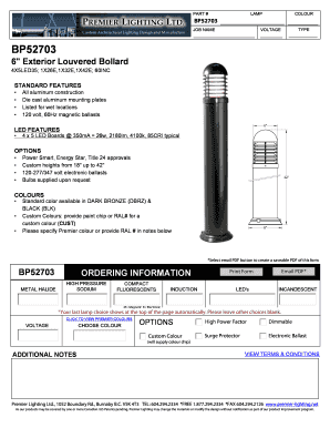 Bollard Light Order Form