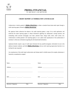 Credit Report Authorization and Release