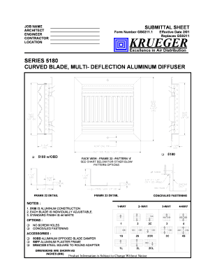 Submittal Sheet for Curved Blade Aluminum Diffuser