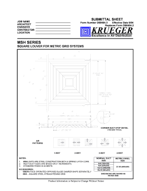 Submittal Sheet for Square Louver