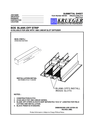 Submittal Sheet for Blank-Off Strip