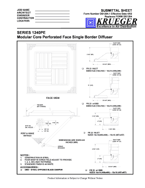 Submittal Sheet for Modular Core Perforated Face Single Border Diffuser