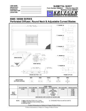 Submittal Sheet for Perforated Diffuser