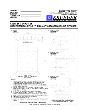 Architectural Ceiling Diffuser Submittal Sheet