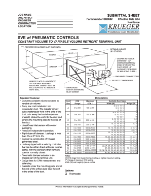 Submittal Sheet for HVAC Retrofit Terminal Unit