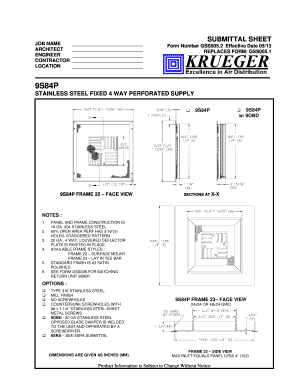 Submittal Sheet for Stainless Steel Fixed 4 Way Perforated Supply