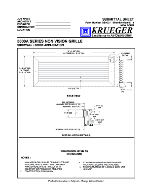 Non-Vision Grille Installation Form