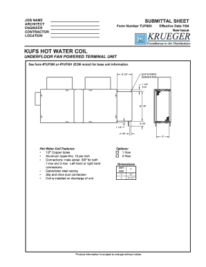 Submittal Sheet for Underfloor Fan Powered Terminal Unit