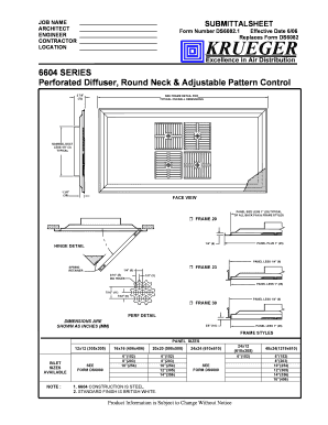 Submittal Sheet for 6604 Series Perforated Diffuser