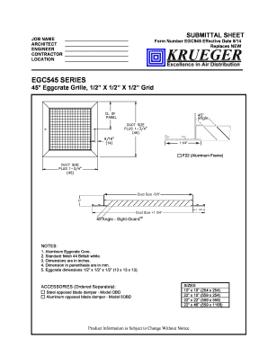 Submittal Sheet for Eggcrate Grille