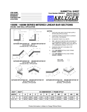 Submittal Sheet for Mitered Linear Bar Sections