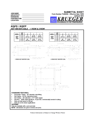 Submittal Sheet for Hot Water Coils
