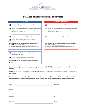 Demande de réduction de la cotisation