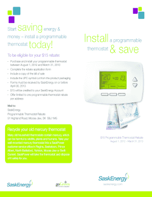 SaskEnergy Programmable Thermostat Rebate Form