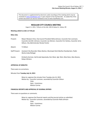 City Council Meeting Minutes August 11 2015 - City of Halsey