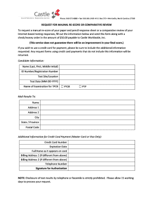Request for Manual Re-Score or Comparative Review