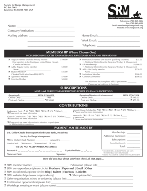 Society for Range Management Membership Application