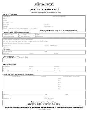 Application for Credit