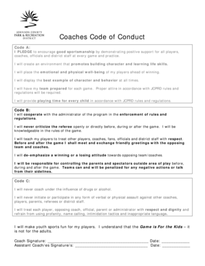 Coaches Code of Conduct Agreement