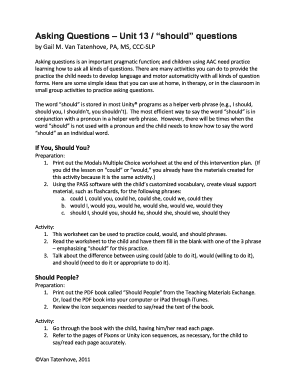 Should Questions Worksheet