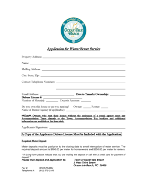 Application for Water Sewer Service