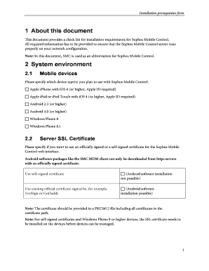 Sophos Mobile Control Installation Prerequisites Form